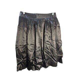 Black Satin‎ Pleated Womens Skirt Size 2 Dry Clean Only